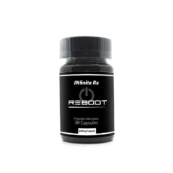 INfinite Rx brand Reboot model wellness supplement container with a sleek secure closure