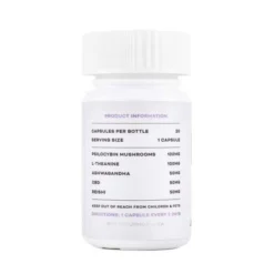 Back of Euphoria brand Brain Capsules two thousand milligram specialty supplement container with a secure lid