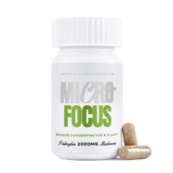 Euphoria brand Focus Capsules two thousand milligram specialty supplement container with a secure lid