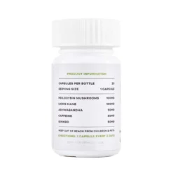 Back of Euphoria brand Focus Capsules two thousand milligram specialty supplement container with a secure lid